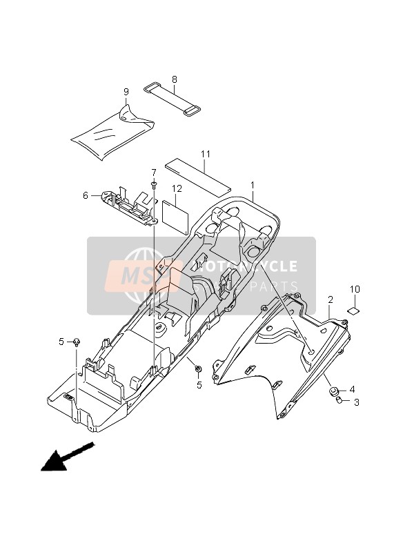 Suzuki GSX-R600 2009 Garde-boue arrière supérieur pour un 2009 Suzuki GSX-R600