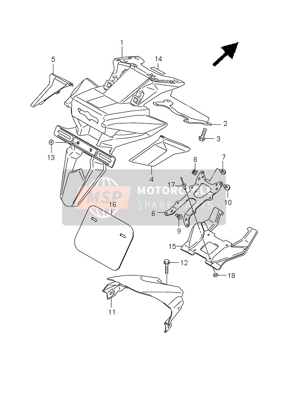 Suzuki GSX-R600 2009 Guardabarros trasero inferior para un 2009 Suzuki GSX-R600