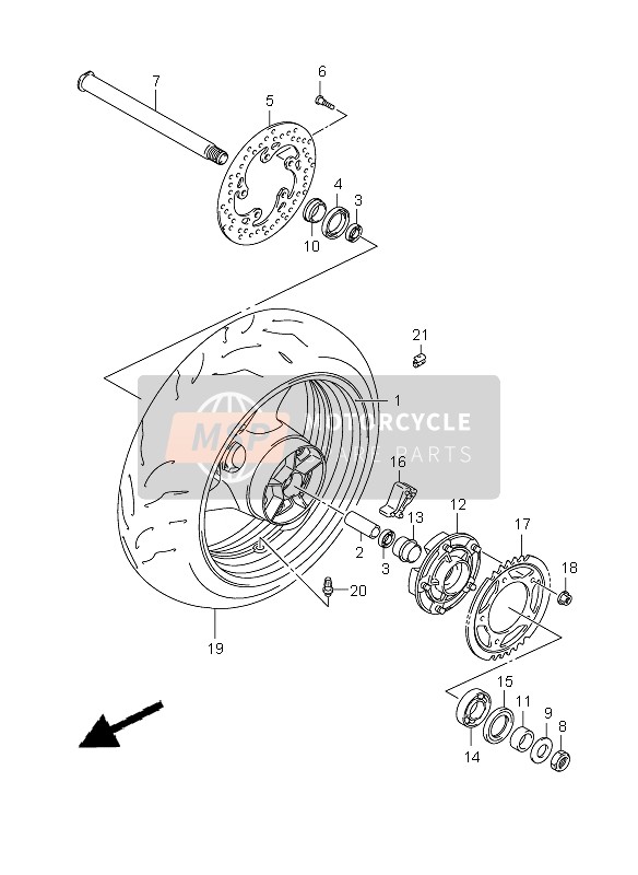 Suzuki GSX-R600 2009 Rear Wheel for a 2009 Suzuki GSX-R600