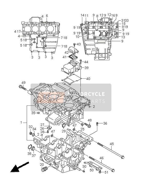 Suzuki GSX-R750 2009 Crankcase for a 2009 Suzuki GSX-R750