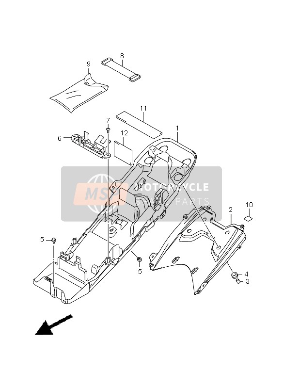 Suzuki GSX-R750 2009 Garde-boue arrière supérieur pour un 2009 Suzuki GSX-R750