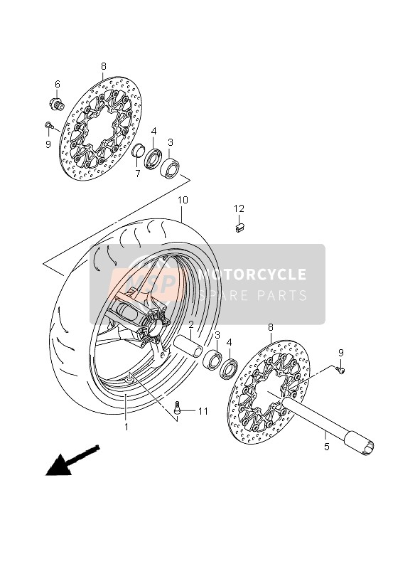 Suzuki GSX-R750 2009 Front Wheel for a 2009 Suzuki GSX-R750