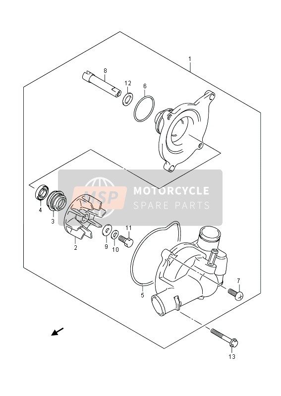 Suzuki VZR1800(Z)(R) (M1800) INTRUDER 2013 Pompa dell'acqua per un 2013 Suzuki VZR1800(Z)(R) (M1800) INTRUDER