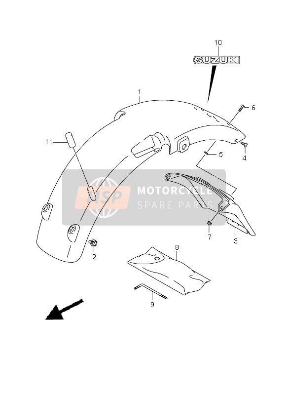 Suzuki RV125 VANVAN 2009 Rear Fender for a 2009 Suzuki RV125 VANVAN