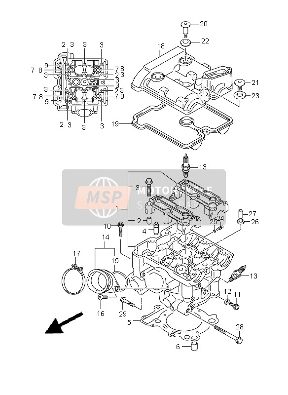 Suzuki SV650(N)(S)(NA)(SA) 2009 Culasse (Arrière) pour un 2009 Suzuki SV650(N)(S)(NA)(SA)