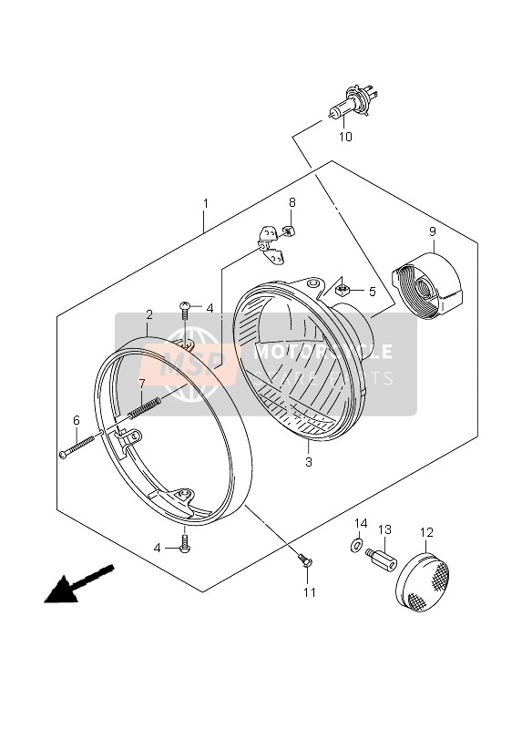 Suzuki SV650(N)(S)(NA)(SA) 2009 Lampada frontale (SV650-A E24) per un 2009 Suzuki SV650(N)(S)(NA)(SA)