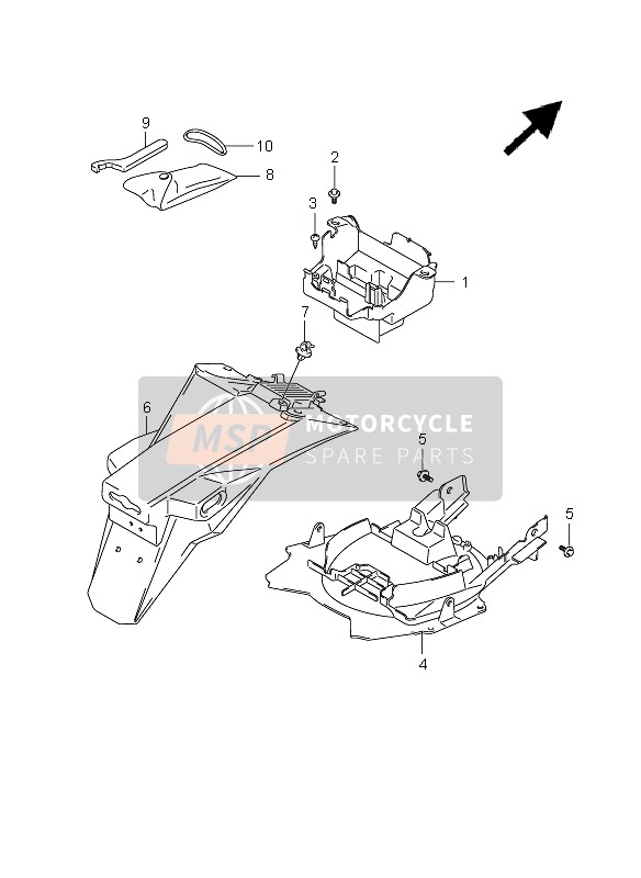 Suzuki SV650(N)(S)(NA)(SA) 2009 HINTERER KOTFLÜGEL (MIT ABS) für ein 2009 Suzuki SV650(N)(S)(NA)(SA)