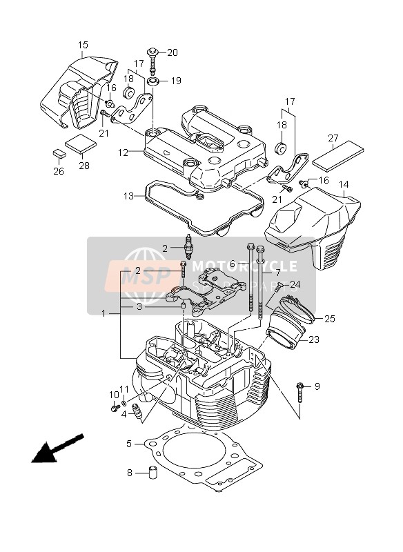 Suzuki C1800R (VLR1800) 2009 Front Cylinder Head for a 2009 Suzuki C1800R (VLR1800)