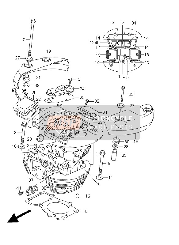 Suzuki VZ800(Z) INTRUDER 2009 Culata trasera para un 2009 Suzuki VZ800(Z) INTRUDER