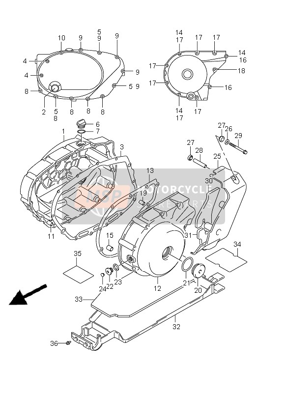 Suzuki VZ800(Z) INTRUDER 2009 Tapa del cárter para un 2009 Suzuki VZ800(Z) INTRUDER