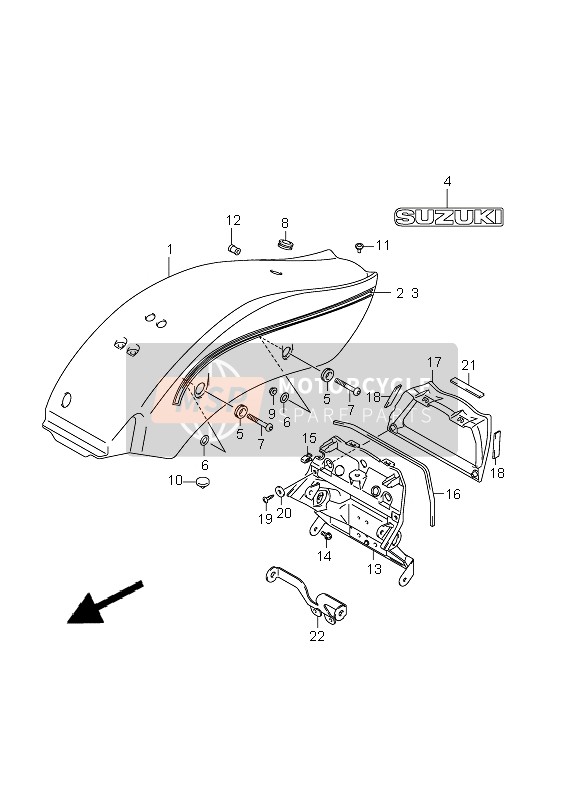 Suzuki VZ800(Z) INTRUDER 2009 Rear Fender (VZ800Z) for a 2009 Suzuki VZ800(Z) INTRUDER