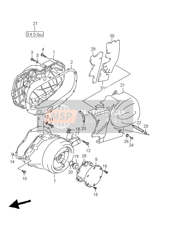 Suzuki VZR1800R(N)(Z)(R2) (M1800) INTRUDER 2009 Crankcase Cover for a 2009 Suzuki VZR1800R(N)(Z)(R2) (M1800) INTRUDER