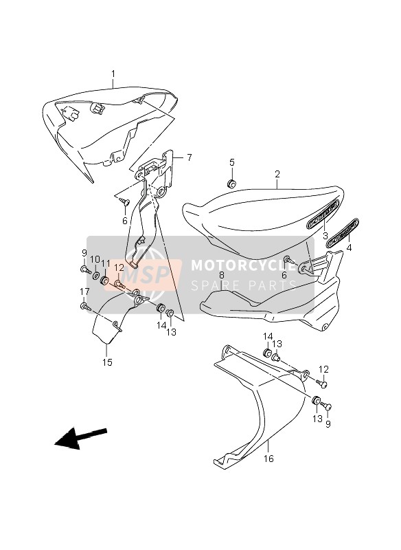 Suzuki VZR1800R(N)(Z)(R2) (M1800) INTRUDER 2009 Coperchio laterale (VZR1800N-NUF) per un 2009 Suzuki VZR1800R(N)(Z)(R2) (M1800) INTRUDER