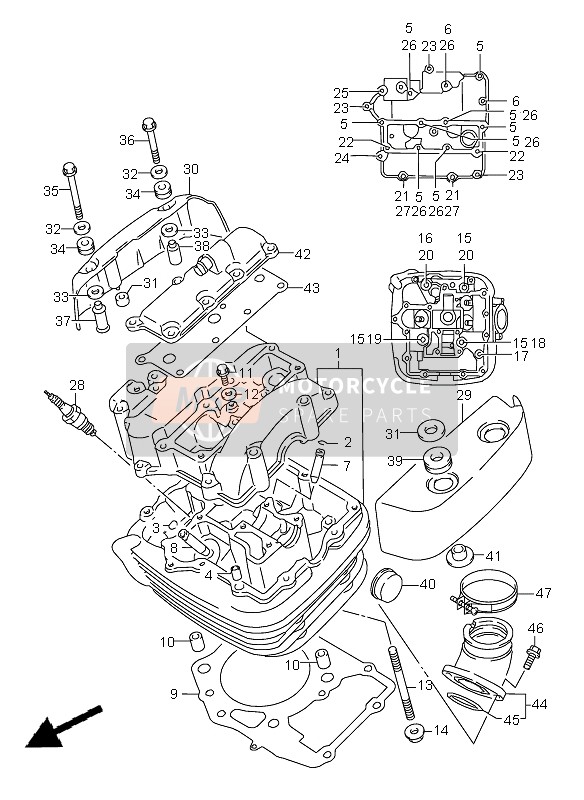 Suzuki C1500 (VL1500) 2009 Culasse (De face) pour un 2009 Suzuki C1500 (VL1500)