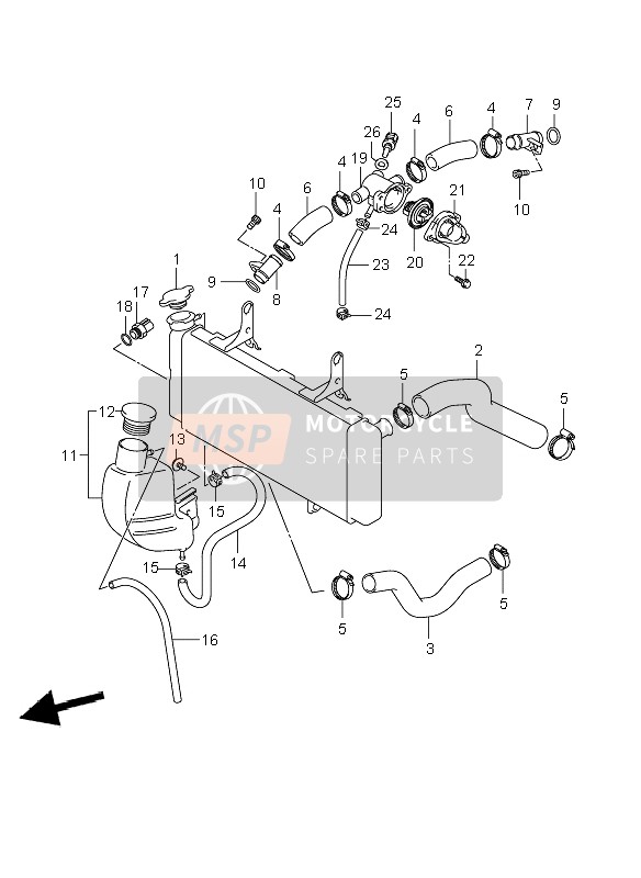 Suzuki DL1000 V-STROM 2010 Radiator Hose for a 2010 Suzuki DL1000 V-STROM