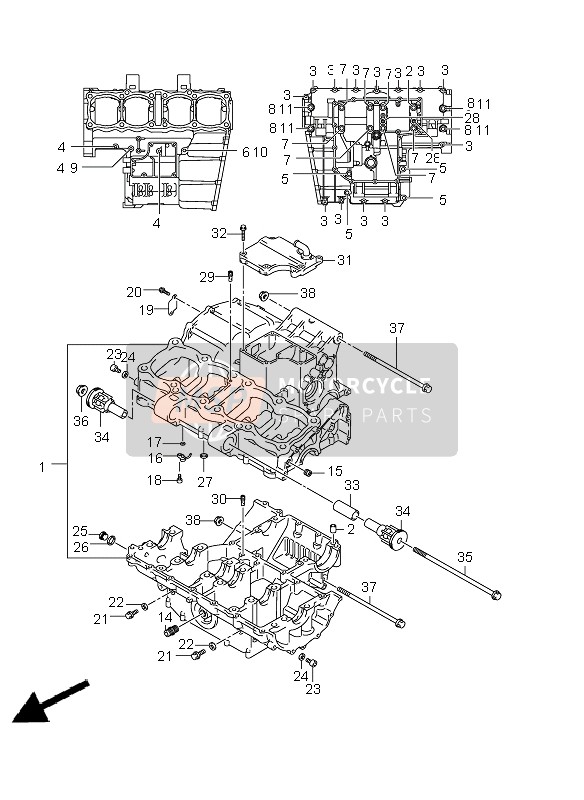 Suzuki GSF650(N)(S)(NA)(SA) BANDIT 2010 Crankcase for a 2010 Suzuki GSF650(N)(S)(NA)(SA) BANDIT