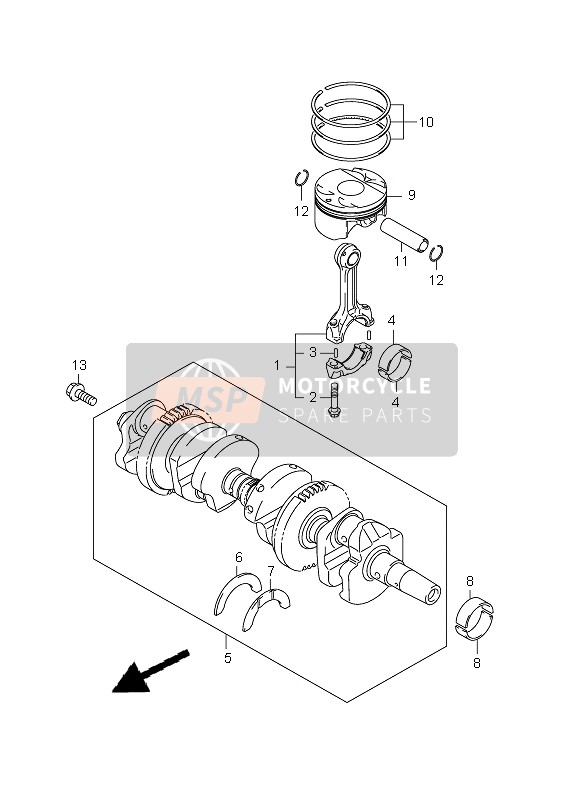 Suzuki GSF650(N)(S)(NA)(SA) BANDIT 2010 Crankshaft for a 2010 Suzuki GSF650(N)(S)(NA)(SA) BANDIT