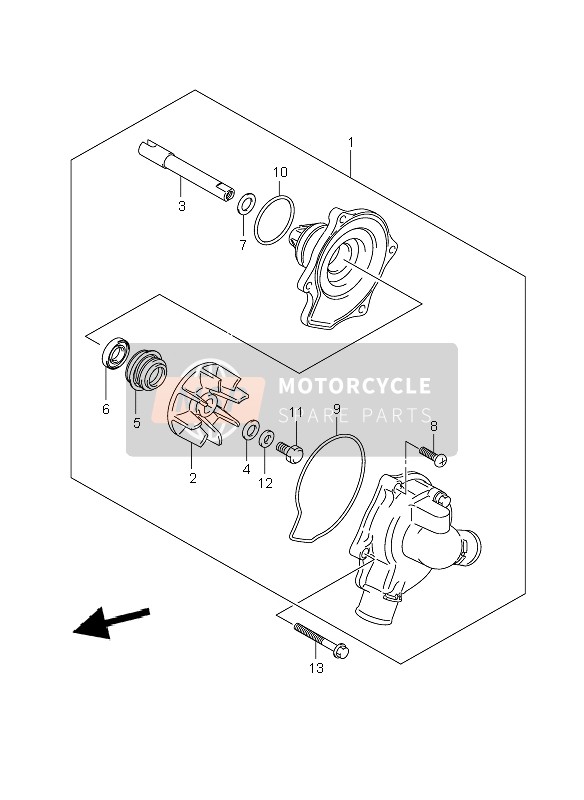 Suzuki GSF1250SA BANDIT 2010 Waterpomp voor een 2010 Suzuki GSF1250SA BANDIT