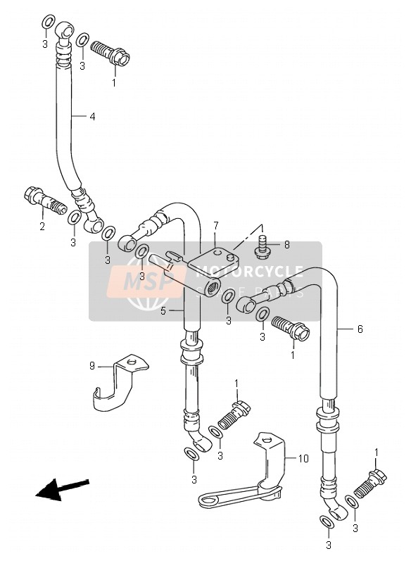 Suzuki RF900R 1996 Manguera de freno delantero para un 1996 Suzuki RF900R