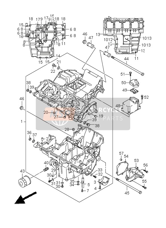 Suzuki GSX1300R HAYABUSA 2010 Crankcase for a 2010 Suzuki GSX1300R HAYABUSA