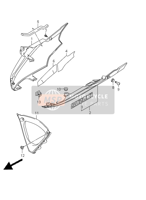 9447037H00Y4P, Cowling, Under Rh  (Gray), Suzuki, 0