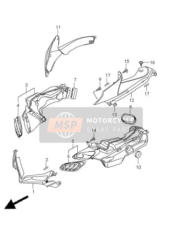 Suzuki GSX-R750 2010 Air Intake Pipe for a 2010 Suzuki GSX-R750