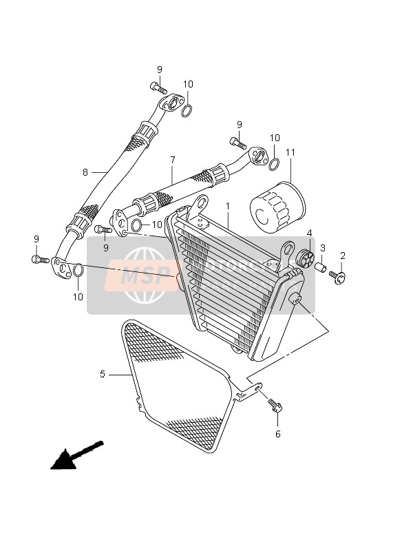 Suzuki GSX-R1000Z 2010 Oil Cooler for a 2010 Suzuki GSX-R1000Z