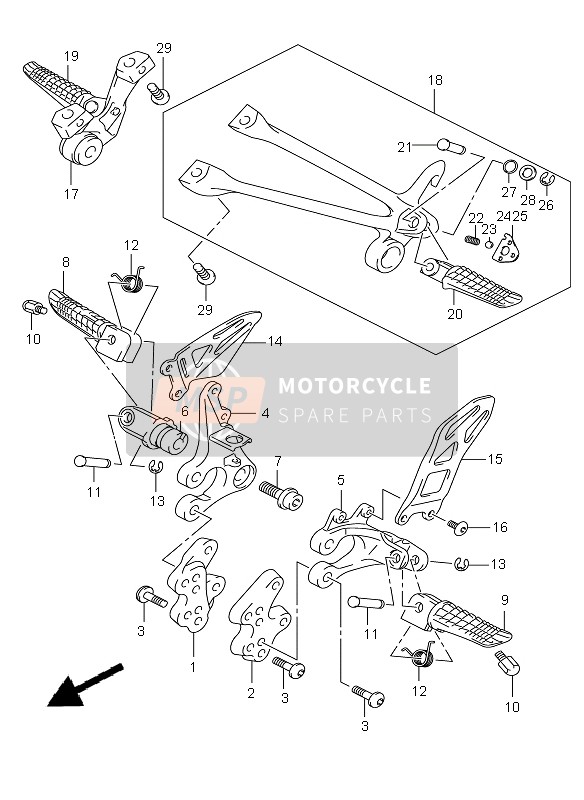 Suzuki GSX-R1000Z 2010 Reposapiés para un 2010 Suzuki GSX-R1000Z