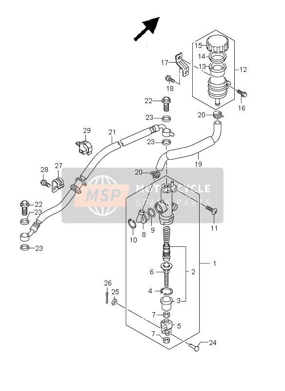 Suzuki GSX-R1000Z 2010 HAUPTZYLINDER HINTEN für ein 2010 Suzuki GSX-R1000Z