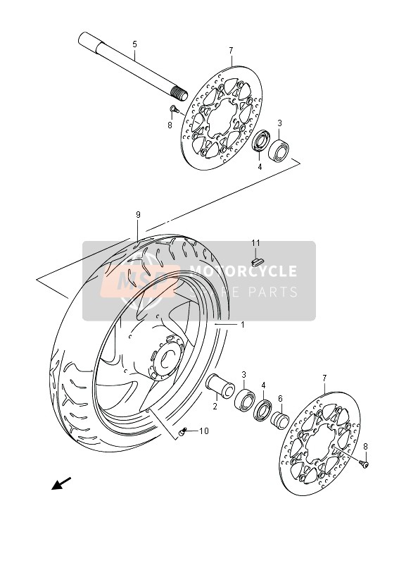 Suzuki VZR1800(Z)(R) (M1800) INTRUDER 2013 Front Wheel (VZR1800 E02) for a 2013 Suzuki VZR1800(Z)(R) (M1800) INTRUDER