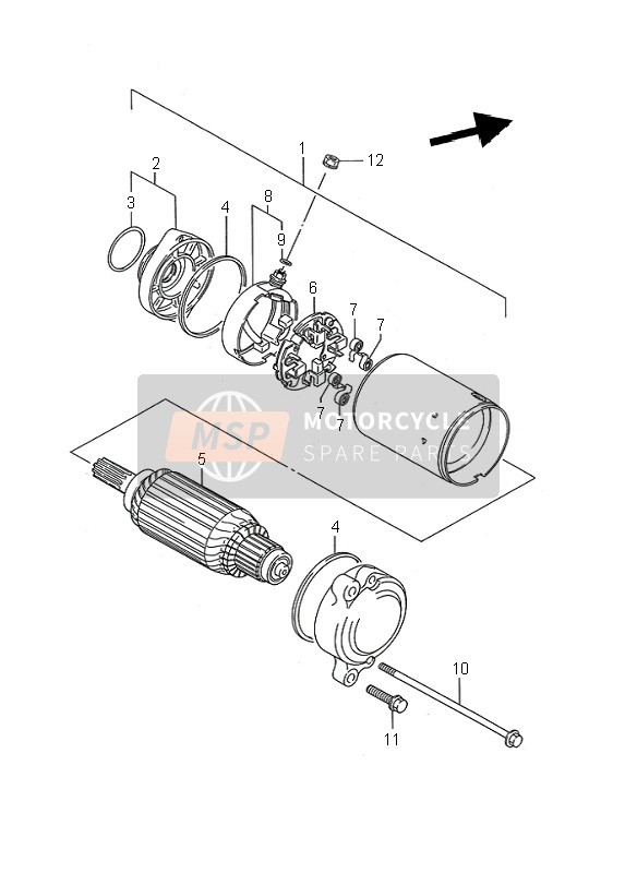 Suzuki VS1400 INTRUDER 1995 Starting Motor for a 1995 Suzuki VS1400 INTRUDER