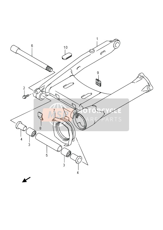 Suzuki VZR1800(Z)(R) (M1800) INTRUDER 2013 Brazo oscilante trasero para un 2013 Suzuki VZR1800(Z)(R) (M1800) INTRUDER