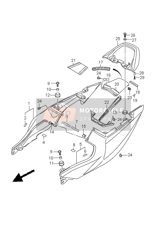 4550317G00YBD, Cover, Seat Tail, Center   (White), Suzuki, 0