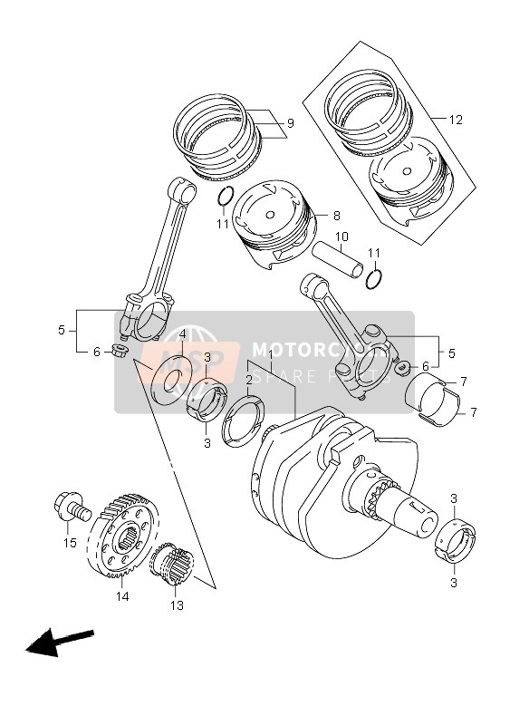 Suzuki C800 (VL800) INTRUDER 2010 Crankshaft for a 2010 Suzuki C800 (VL800) INTRUDER