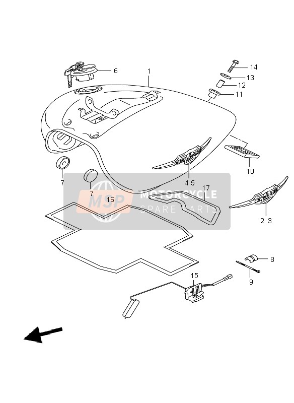 4410043HB0YMK, Tank Assy, Fuel (Red), Suzuki, 0