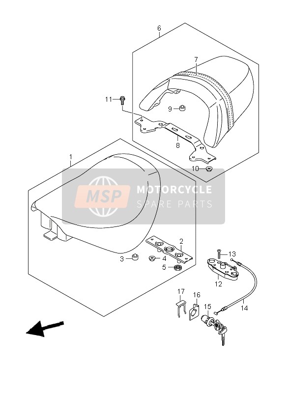 Suzuki VZR1800R(N)(Z)(R2) (M1800) INTRUDER 2008 Posto A Sedere (VZR1800-U2-N-NU2) per un 2008 Suzuki VZR1800R(N)(Z)(R2) (M1800) INTRUDER