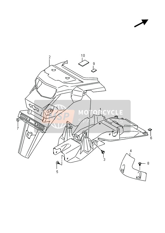 Suzuki DL1000A V-STROM 2015 Rear Fender for a 2015 Suzuki DL1000A V-STROM