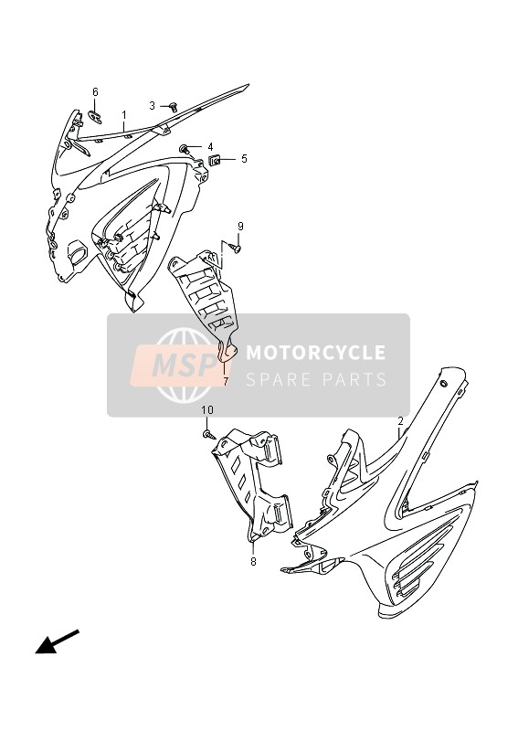 Suzuki DL650A V-STROM 2015 Side Cowling for a 2015 Suzuki DL650A V-STROM