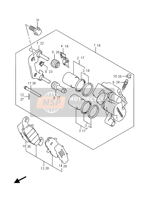 Suzuki DL650A V-STROM 2015 Étrier avant pour un 2015 Suzuki DL650A V-STROM