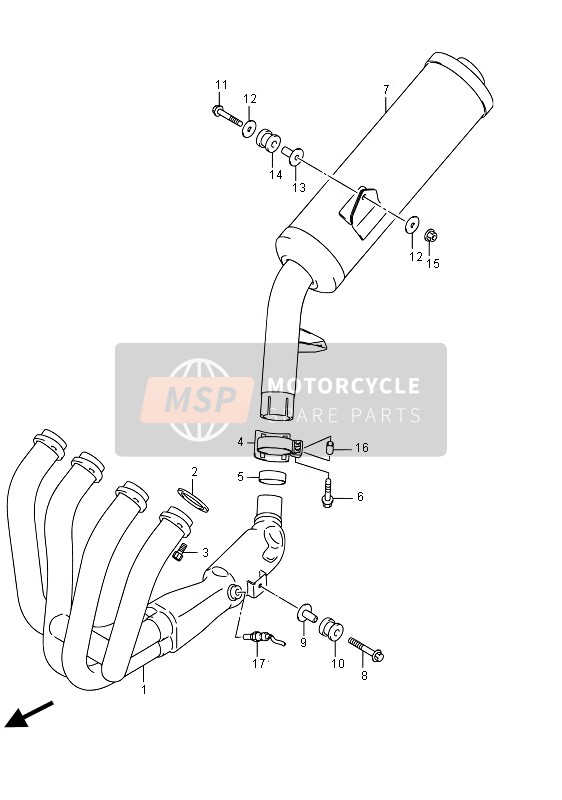 Suzuki GSF1250SA BANDIT 2015 Silenciador para un 2015 Suzuki GSF1250SA BANDIT