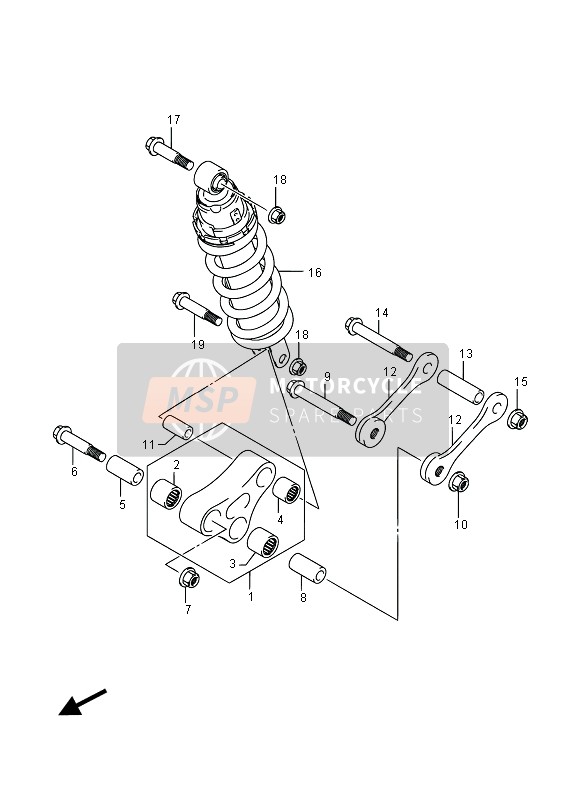 Suzuki GSR750Z(A) 2015 Palanca del cojín trasero para un 2015 Suzuki GSR750Z(A)