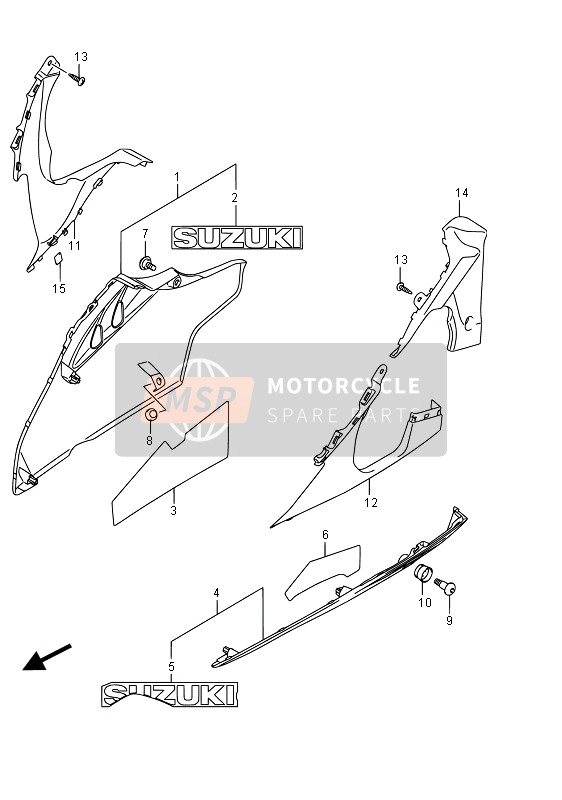 9447047H00YSF, Cowl, Under Rh (Blue), Suzuki, 0