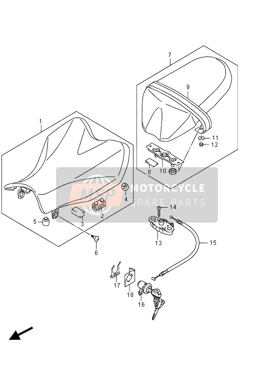 Suzuki GSX-R1000 2015 Seat for a 2015 Suzuki GSX-R1000