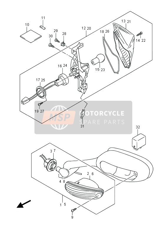 Suzuki GSX-R600 2015 Lampe de clignotant pour un 2015 Suzuki GSX-R600