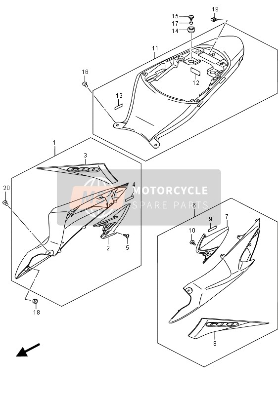 Suzuki GSX-R600 2015 Frame afdekking (YSF) voor een 2015 Suzuki GSX-R600