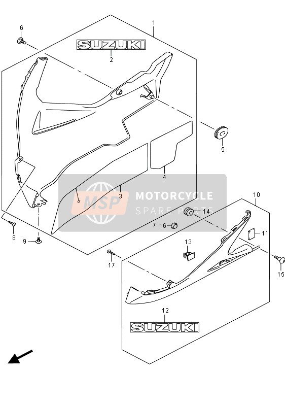 Suzuki GSX-R600 2015 UNTERE HAUBE für ein 2015 Suzuki GSX-R600