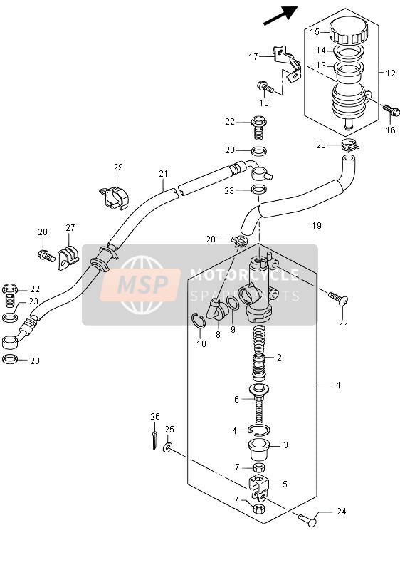 Suzuki GSX-R600 2015 Rear Master Cylinder for a 2015 Suzuki GSX-R600