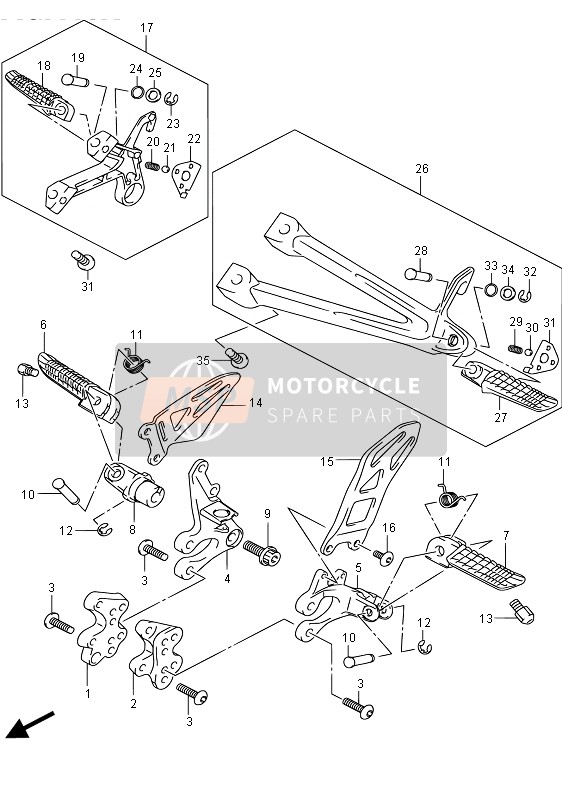 Suzuki GSX-R750 2015 Footrest for a 2015 Suzuki GSX-R750