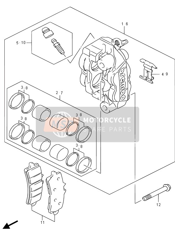 Suzuki GSX-R750 2015 Front Caliper for a 2015 Suzuki GSX-R750