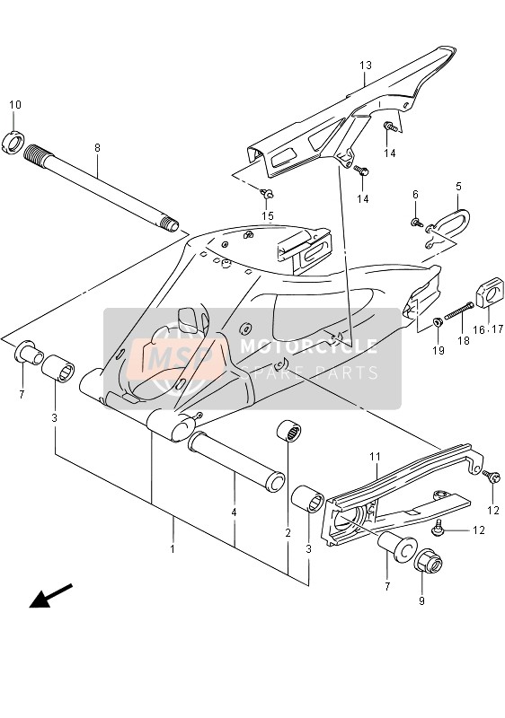 Suzuki GSX-R750 2015 Rear Swing Arm for a 2015 Suzuki GSX-R750